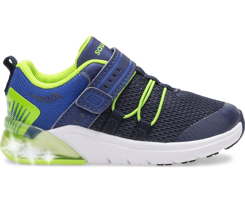 Tenis Saucony Flash Glow 2.0 Jr. Niños Azul Marino Verdes | México 806MQZA